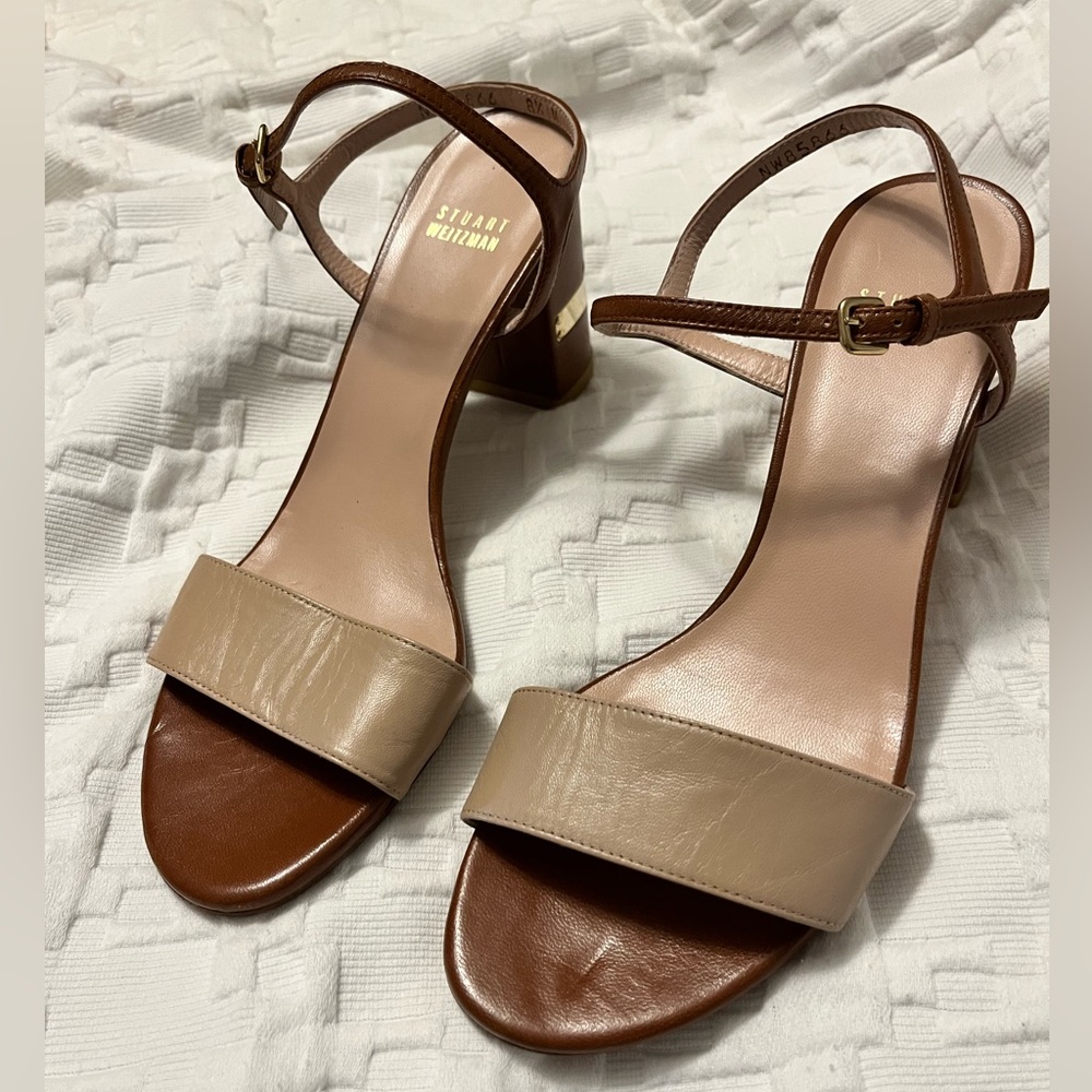 Tan and camel colored Stuart Weitzman heels. Size 8.5